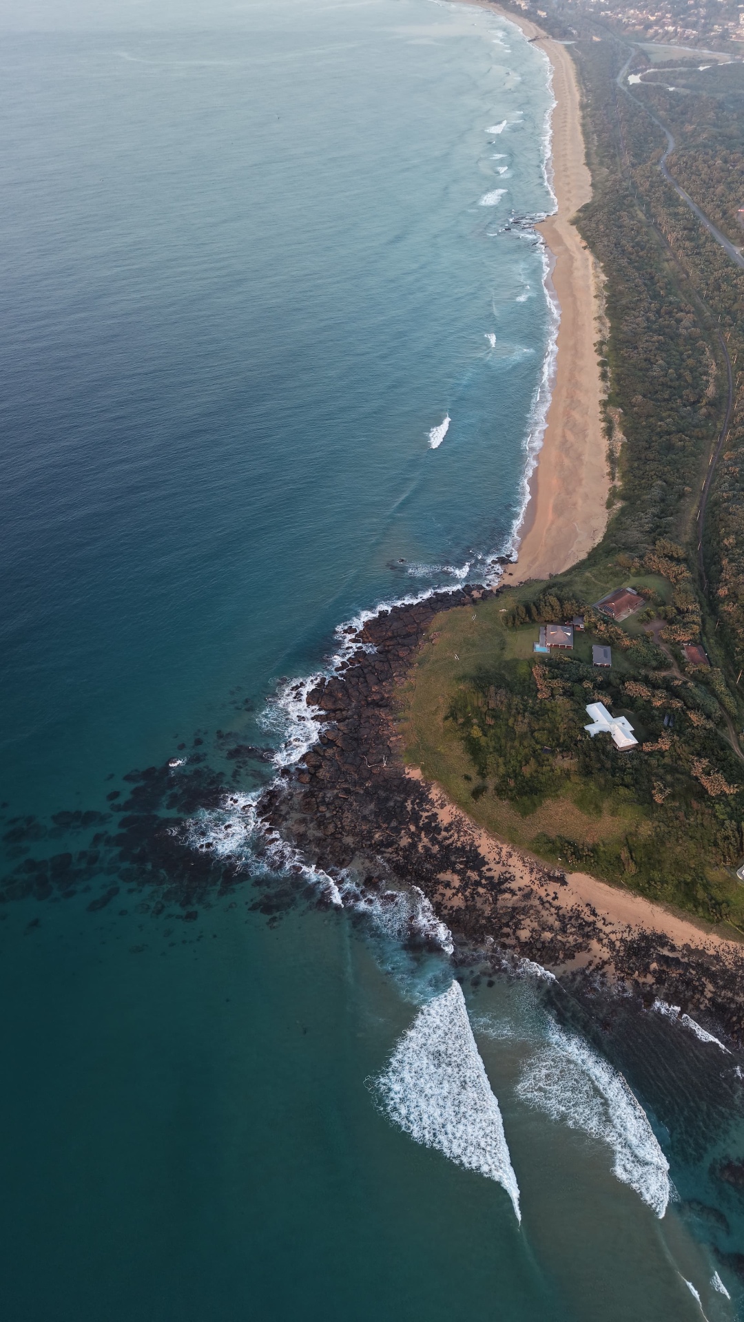Aerial view of the Aliwal Shoal coastline